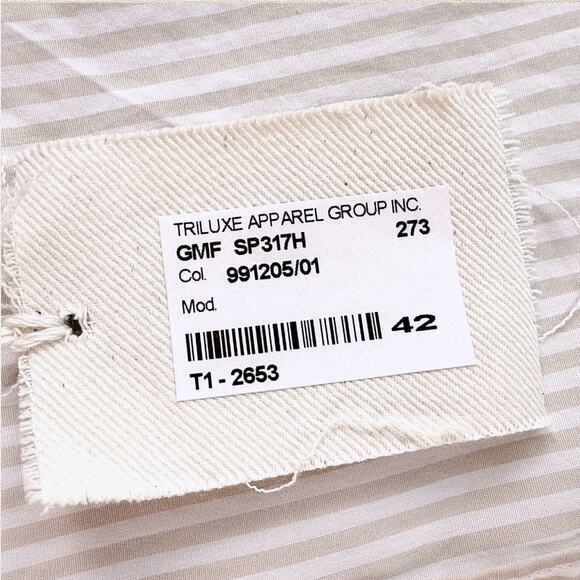 NWT GMF 965 Tan White Striped Cotton Italian Luxury Sports Dress Shirt 42 16.5 - Picture 3 of 12